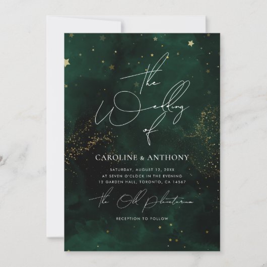 Invitation Mariage magique vert foncé (Devant)