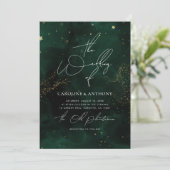 Invitation Mariage magique vert foncé (Debout devant)