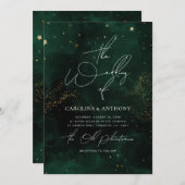 Invitation Mariage magique vert foncé (Devant / Derrière)
