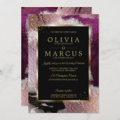 Invitation Mariage | Magnifique Gras Cassis Plum Abstrait (Devant / Derrière)