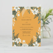 Invitation Mariage Magnolia Blanc Moutarde (Debout devant)
