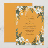 Invitation Mariage Magnolia Blanc Moutarde (Devant / Derrière)