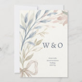 Invitation Mariage Magnolia Bleu Vert (Dos)