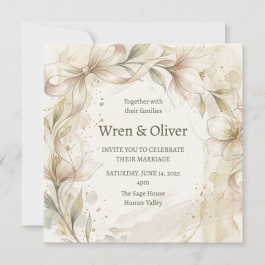 Invitation Mariage Magnolia Ivoire (Devant)