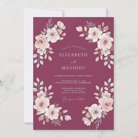 Invitation Mariage Magnolia Plum (Devant)