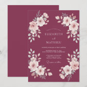 Invitation Mariage Magnolia Plum (Devant / Derrière)