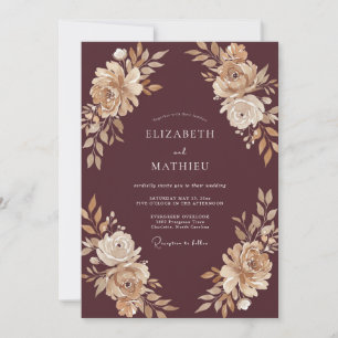 Invitation Mariage Mahogany Champagne Petal