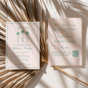 Invitation Mariage Main-Dessinée Palm Springs Rose Vert