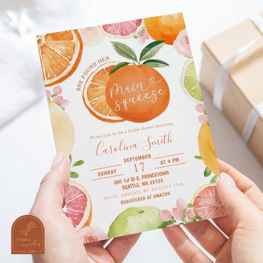 Invitation Mariage Main Squeeze Orange Citron