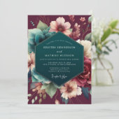 Invitation Mariage Maîtres Hollandais Claret Sarcelle (Debout devant)