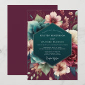 Invitation Mariage Maîtres Hollandais Claret Sarcelle (Devant / Derrière)