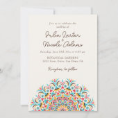 Invitation Mariage Mandala Abstrait Bleu Turquoise Rose (Devant)