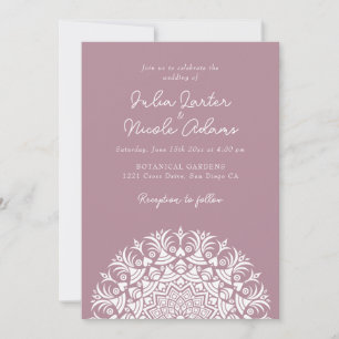 Invitation Mariage Mandala Abstrait Mauve Rose Poussiéreux