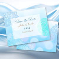 Mariage Mandala Bleu, Sarcelle et Blanc Save the D