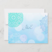 Invitation Mariage Mandala Bleu, Turquoise et Blanc Save the (Dos)