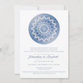 Invitation Mariage Mandala Brodé Bleu (Devant)