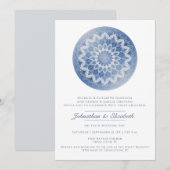 Invitation Mariage Mandala Brodé Bleu (Devant / Derrière)