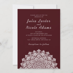Invitation Mariage Mandala Croissant de Lune Radieux et Aérie