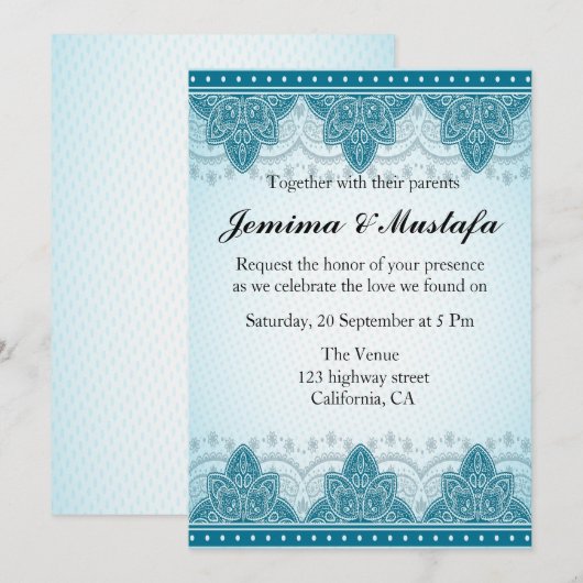 Invitation Mariage mandala de l'Inde orientale (Devant / Derrière)