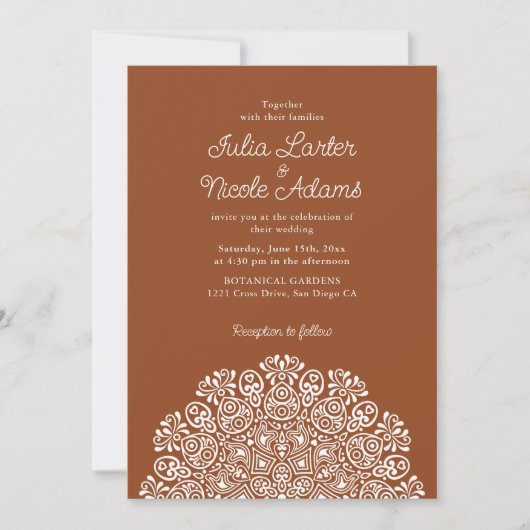 Invitation Mariage Mandala de style Art déco orné classique (Devant)
