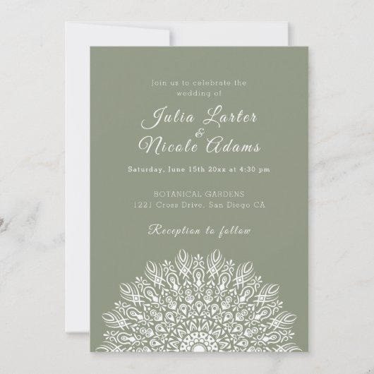 Invitation Mariage Mandala d'Herbe de Pampas Sec à Plume Douc (Devant)