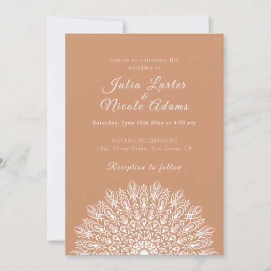 Invitation Mariage Mandala d'herbe de Pampas sec à plume douc (Devant)