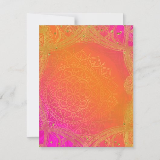 Invitation Mariage Mandala en or rose Fuchsia RSVP (Dos)