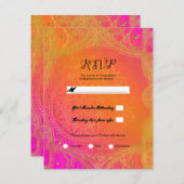Invitation Mariage Mandala en or rose Fuchsia RSVP (Devant / Derrière)