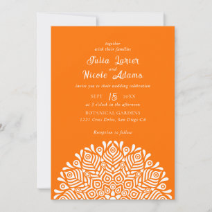 Invitation Mariage Mandala Ethnique Bohème Floral Coloré Mode