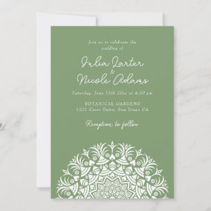 Invitation Mariage mandala floral abstrait rétro espagnol