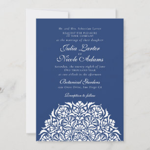 Invitation Mariage Mandala Floral Fantaisiste Bleu de la Roya
