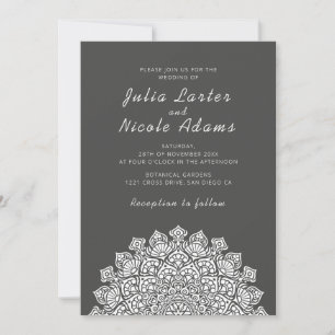 Invitation Mariage Mandala Lune Croissante Radieuse et Aérien