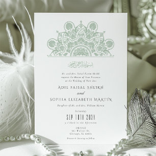 Invitation Mariage Mandala Musulman Sage Poussiéreux