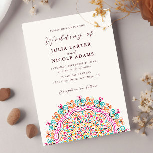 Invitation Mariage Mandala Rétro Terrain Mexicain Florissant
