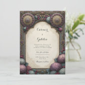 Invitation Mariage Mandala sarcelle prune (Debout devant)