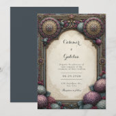 Invitation Mariage Mandala sarcelle prune (Devant / Derrière)