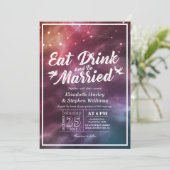 Invitation Mariage MANGER Boire Be Marié Galaxy Constellation (Debout devant)