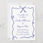 Invitation Mariage manuscrit blanc blanc de la bordure inféri (Devant)