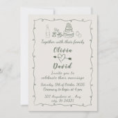 Invitation Mariage manuscrit Dessin Funky Dessin À Main (Devant)