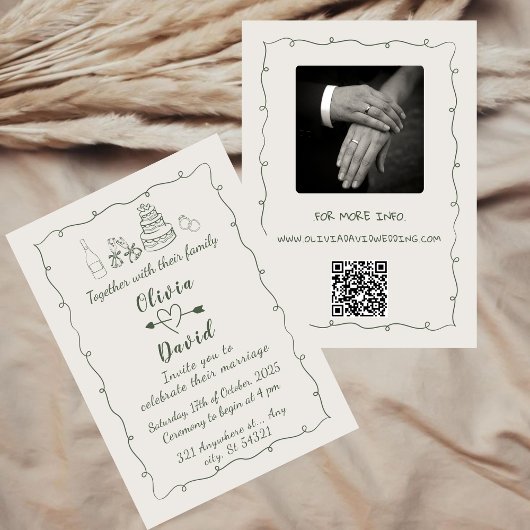 Invitation Mariage manuscrit Dessin Funky Dessin À Main