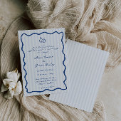 Invitation Mariage manuscrit en bleu blanc