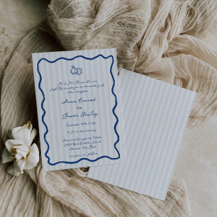Invitation Mariage manuscrit en bleu blanc