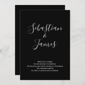 Invitation Mariage manuscrit en noir et blanc (Devant / Derrière)