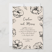 Invitation Mariage manuscrit floral dessiné main (Devant)