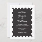 Invitation Mariage manuscrit noir et blanc (Devant)