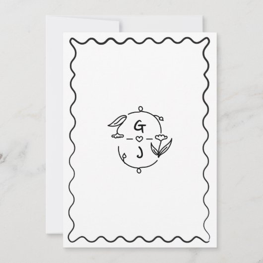Invitation Mariage manuscrit Whimsical Quirky tiré à la main (Dos)