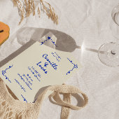 Invitation Mariage maquis rétro bleu manuscrit