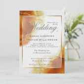 Invitation MARIAGE | Marbre Abstrait Topaze Or (Debout devant)