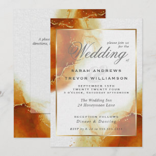 Invitation MARIAGE Marbre Abstrait Topaze Or