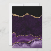 Invitation Mariage Marbre Agate Pailleté Violet et Or (Dos)